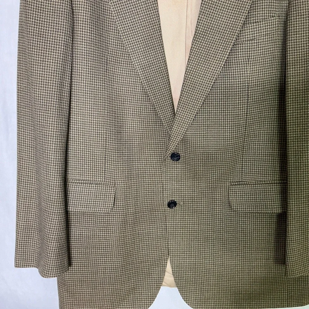 Oscar de la Renta Mens 44L Wool Houndstooth Blazer‎ Sport Coat Classic Old Money